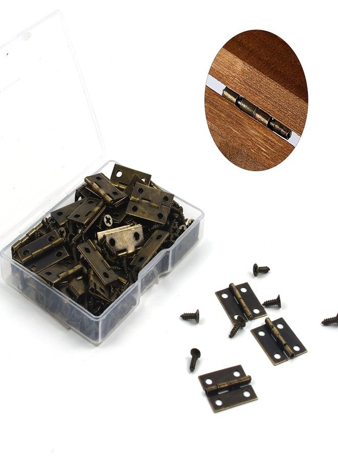 VIPMOON 50 Pieces Antique Bronze Mini Hinges Retro Butt Hinges with 200 Pieces Replacement Hinge Screws, with Plastic Contain Box - Image 4